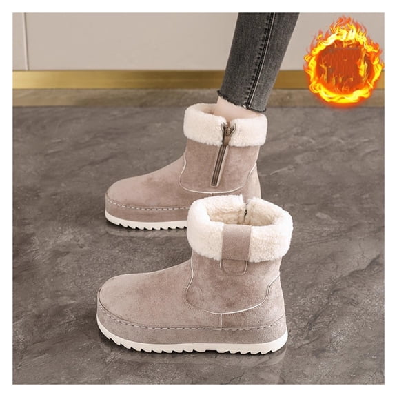 Classic Ultra Mini Snow Boots,Winter Boots Slippers for Women,Faux Fur Lined Slip On Ankle Winter Booties,Womens Warm No Slip Short Boot