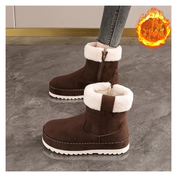 Classic Ultra Mini Snow Boots,Winter Boots Slippers for Women,Faux Fur Lined Slip On Ankle Winter Booties,Womens Warm No Slip Short Boot