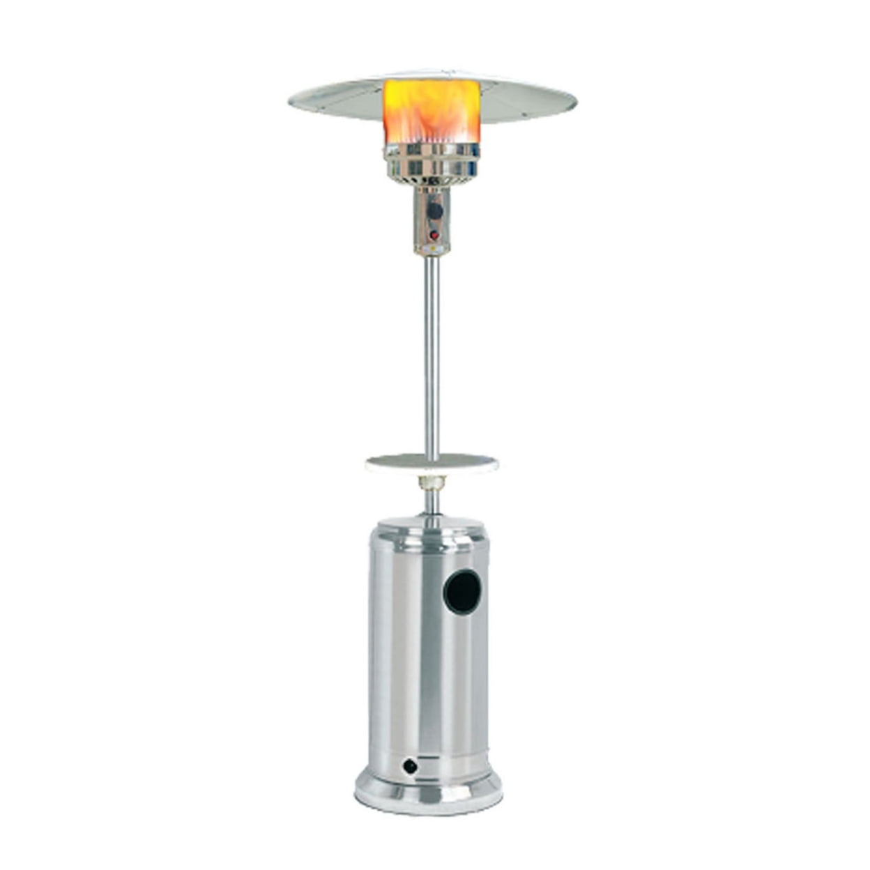 curved umbrella type outdoor patio heaters SUNHEAT Portable Propane Heater with Drink Table, Golden Hammered the power is off automatically Hanover - Steel Umbrella Patio