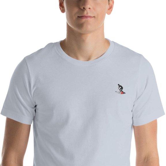 Classic Unisex T-Shirt with Small Embroidered Surfer Design - Premium Cotton