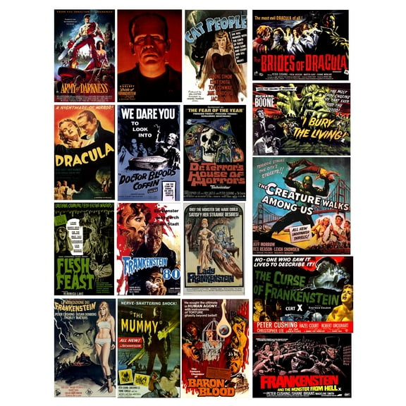 Classic Universal - Hammer Horror Movie Poster Stickers - Set of 17