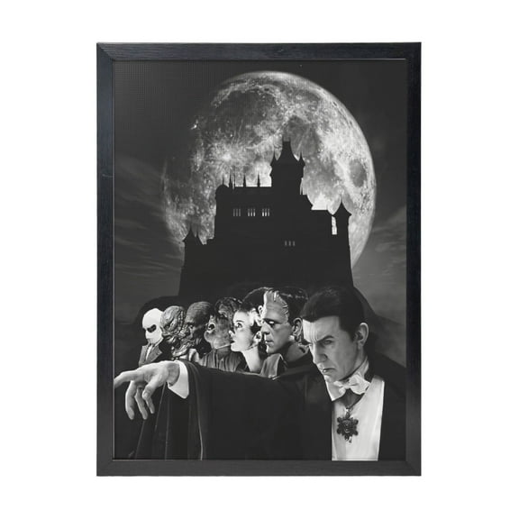 Classic Universal Horror Monsters Black Framed Canvas Wall Art Fashion Decor, 12x16in Wall Decor For Living Room, Bedroom, Office