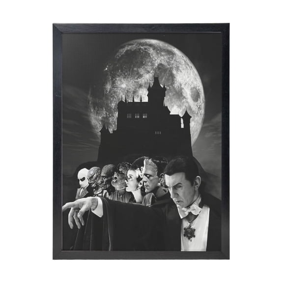 Classic Universal Horror Monsters Black Framed Canvas Wall Art Fashion Decor, 12x16in Wall Decor For Living Room, Bedroom, Office