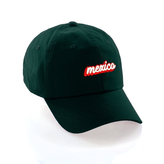 Classic Unstructured USA Cities Baseball Dad Hat 3D Raised PVC Letters Cap, Mexico Hunter, Red White