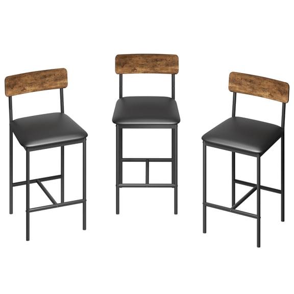 Classic Upholstered Bar Stools Set of 2 – 25.5'' Counter Height Chairs with Backrest & Footrest, Thick Cushion, Easy Assembly, Perfect for Kitchen or Dining Room, Classic Color – Two Piece Bar Chair