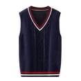 thumbnail image 1 of Classic V Neck Knit Sweater Vest for Big Kids and Teens – Timeless Academic Style Pullover with Cable Knit Design, Green Color, All-Day Comfortable Schoolwear, 1 of 5