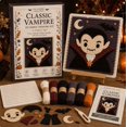 thumbnail image 1 of Classic Vampire Halloween Fabric Weaving Kit, Beginner-Friendly Seasonal Craft Kit, Spooky Character Dimensional Fabric Art for Tabletop Display & Holiday Keepsake, 1 of 5