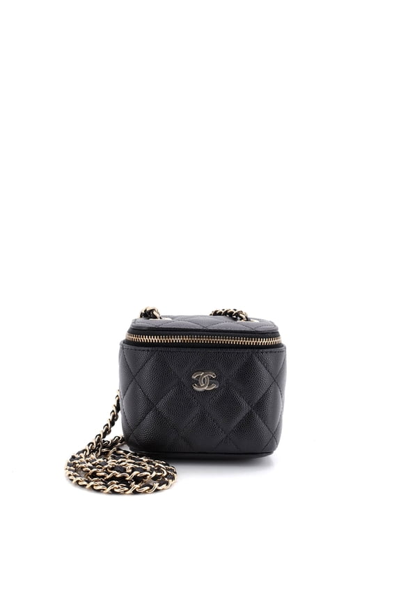 Classic Vanity Case with Chain Quilted Caviar Mini By Rebag