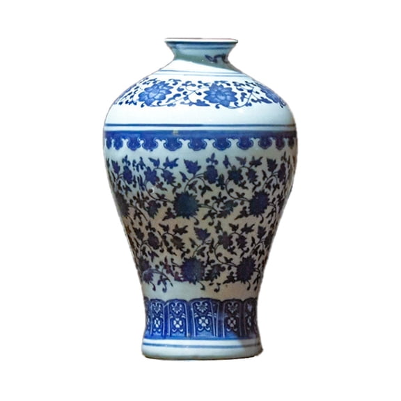Classic Vase of Blue-and-White Porcelain,Elegant Chinaware of Flower Vase of Blue Flowers Glaze,About 11 in(28 cm) Tall,2 + Optional Patterns (Pattern 3)
