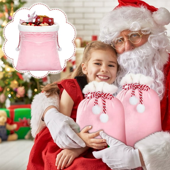 Christmas Gift Bag Drawstring Gift Bag Velvet Santa Claus Reusable Holiday Pouch - Large Festive Present Sack for Toys Candy and Merry Home Christmas Decorations