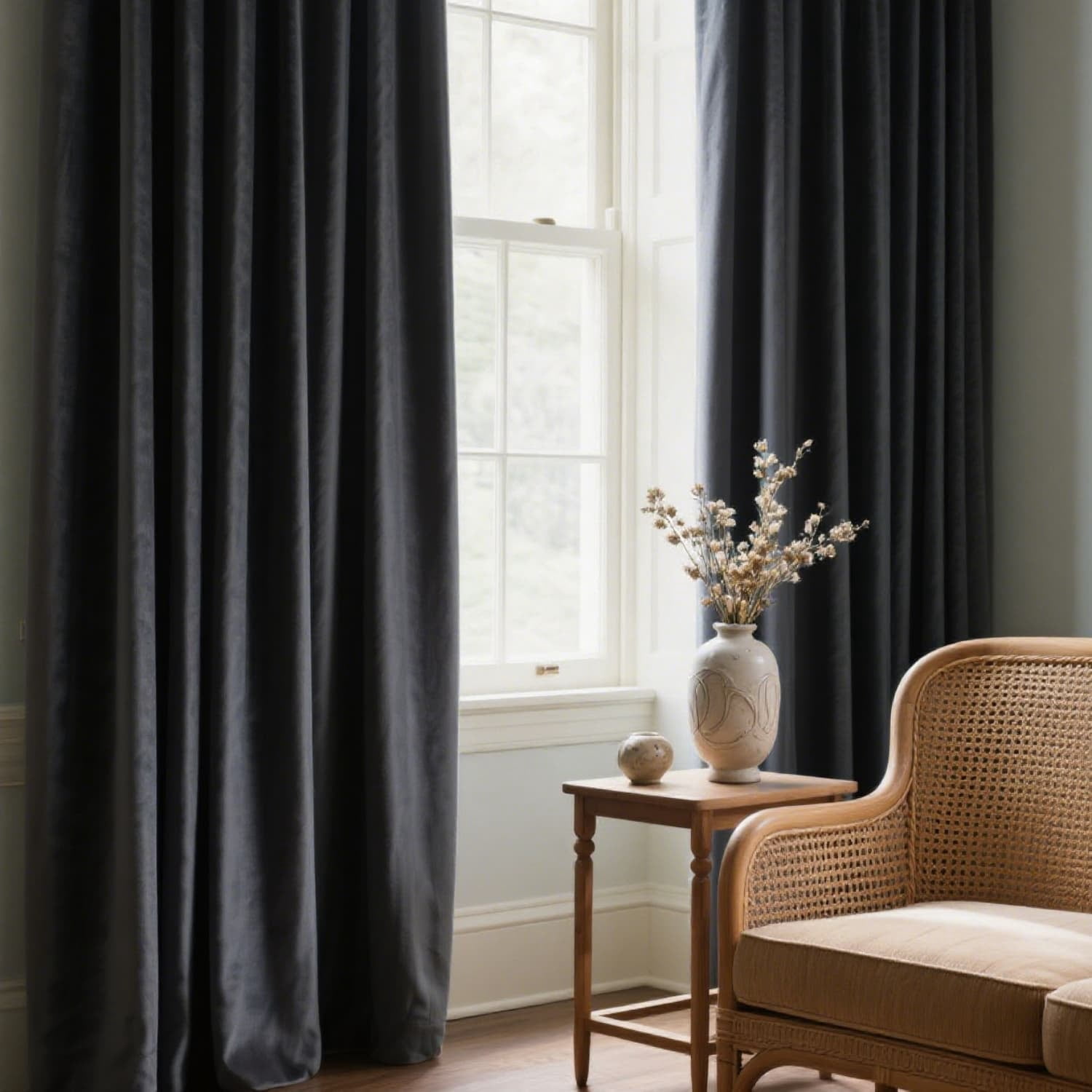 Classic Velvet Grommet Curtains – Thermal Insulated, Blackout, Set of 2 (52"W per Panel)