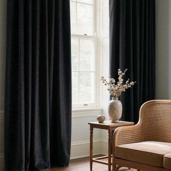 Classic Velvet Grommet Curtains – Thermal Insulated, Blackout, Set of 2 (52"W per Panel)