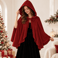 thumbnail image 1 of Classic Velvet Hooded Cape for Women, Short Hooded Cloak with Tie Closure, Medieval Fairytale Halloween Cosplay Costume Cape for Party, 1 of 4
