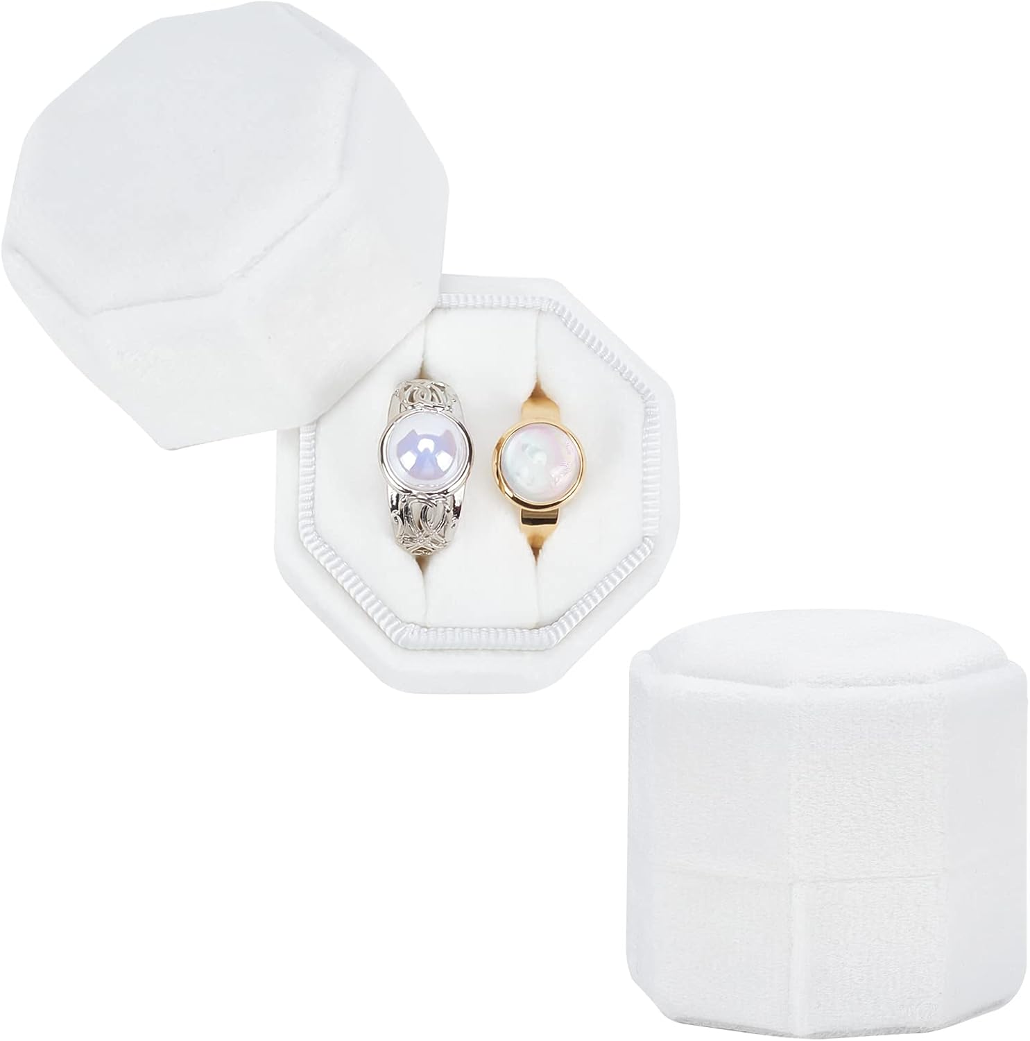 Classic Velvet Ring Box 2 Slots Couple Ring Box Earrings Jewelry Gift