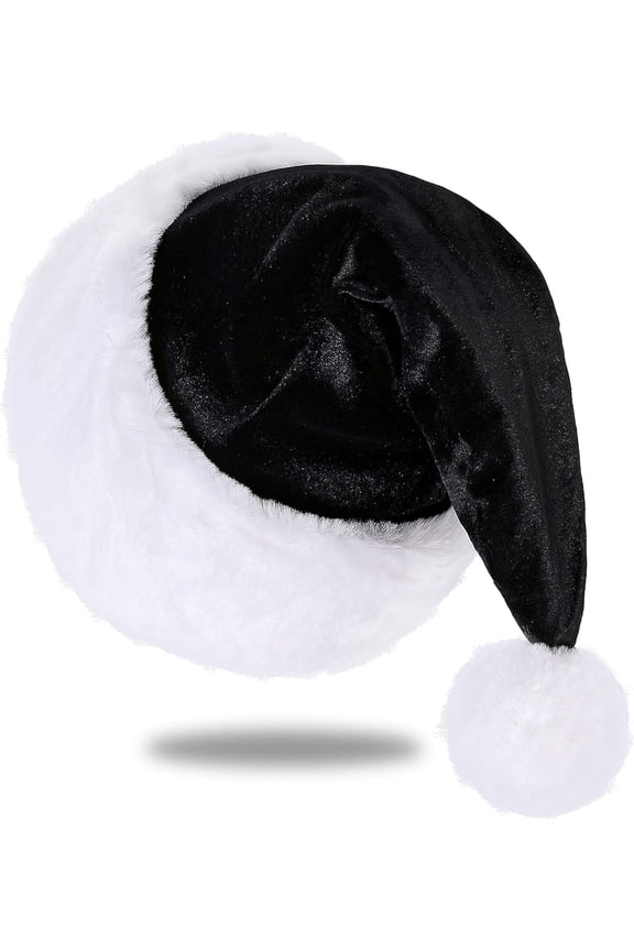 ‌Classic Velvet Santa Hat for Adults - Unisex Plush Christmas Holiday Hat with Soft Comfort for Xmas, New Year, Festive Parties