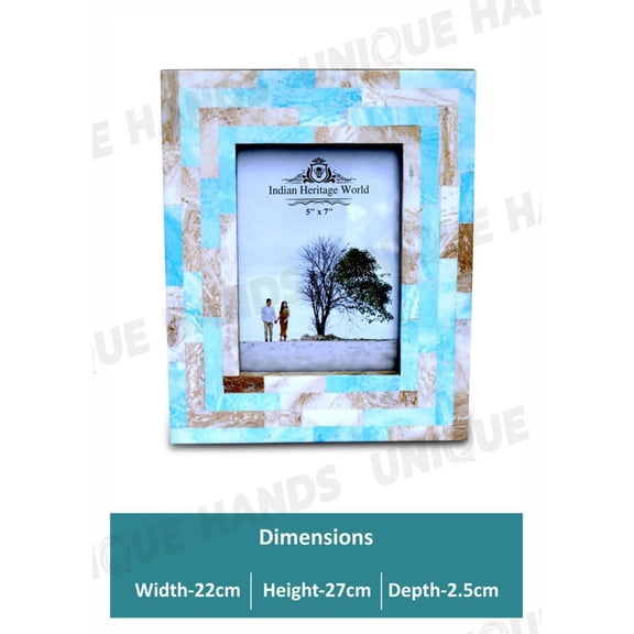 Classic Vibrant Blue Designed Mango Wood Carved Photo Frame Antique Home Decorative Ready Made Frames Perfect Gift for Home & Dcor