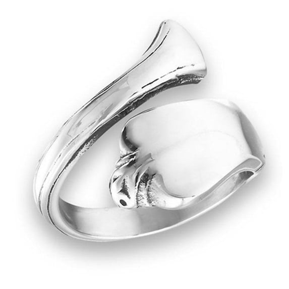 Classic Victorian Spoon Ring Women's Stainless Steel Open Adjustable Band Fantasy Forge Jewelry