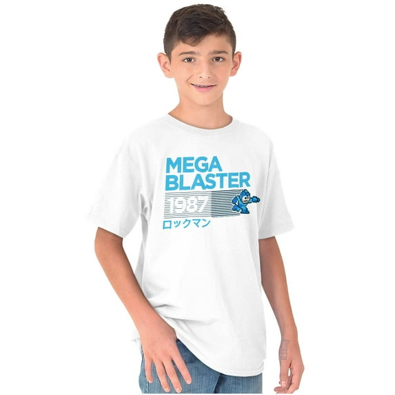 Classic Video Game Mega Man Blaster Crewneck T Shirts Boy Girl Teen Brisco Brands M