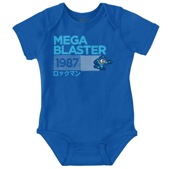 Classic Video Game Mega Man Blaster Romper Boys or Girls Infant Baby Brisco Brands 12M