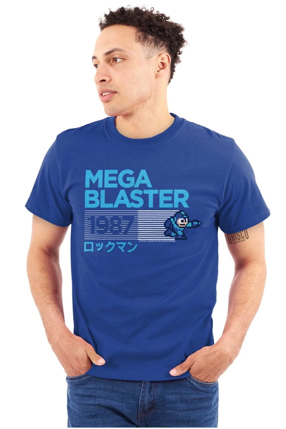 Classic Video Game Mega Man Blaster Plus Size Crewneck Graphic Tee Shirt Brisco Brands 3X