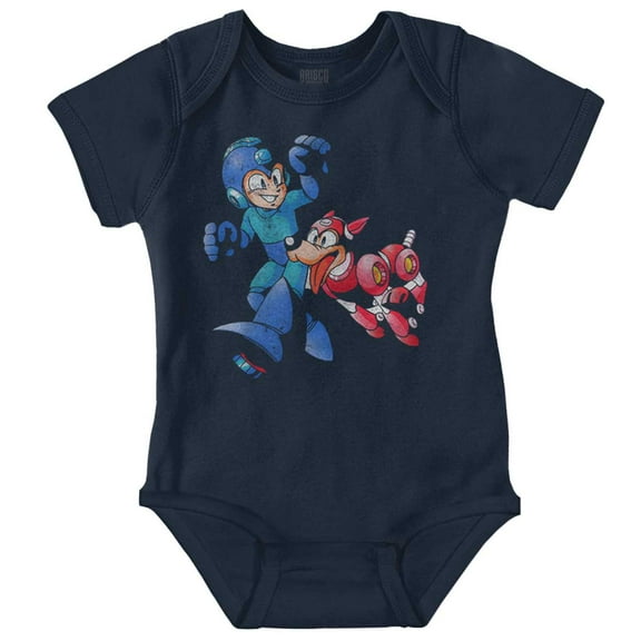 Classic Video Game Mega Man and Rush Romper Boys or Girls Infant Baby Brisco Brands 12M