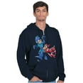 thumbnail image 1 of Classic Video Game Mega Man and Rush Unisex Plus Size Zip Hoodie Brisco Brands 2X, 1 of 5