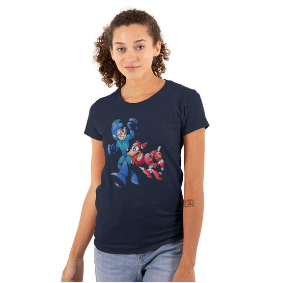 Classic Video Game Mega Man and Rush Women's Plus Size Shirt Brisco Brands 2X