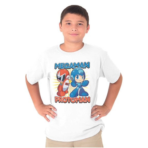 Classic Video Game MegaMan ProtoMan Crewneck T Shirts Boy Girl Teen Brisco Brands L