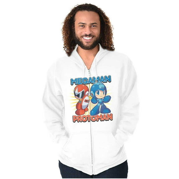 Classic Video Game MegaMan ProtoMan Unisex Plus Size Zip Hoodie Brisco Brands 2X