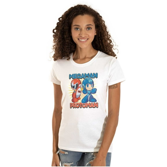 Classic Video Game MegaMan ProtoMan Women's T Shirt Ladies Tee Brisco Brands S