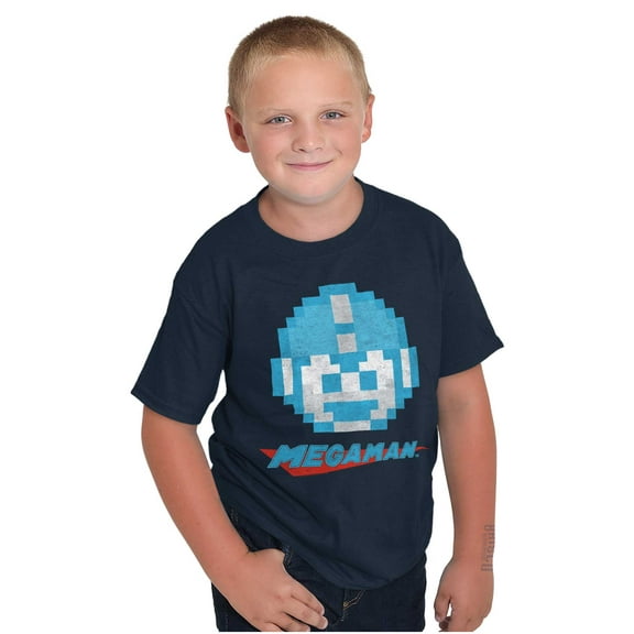 Classic Video Game Pixelated Mega Man Crewneck T Shirts Boy Girl Teen Brisco Brands L