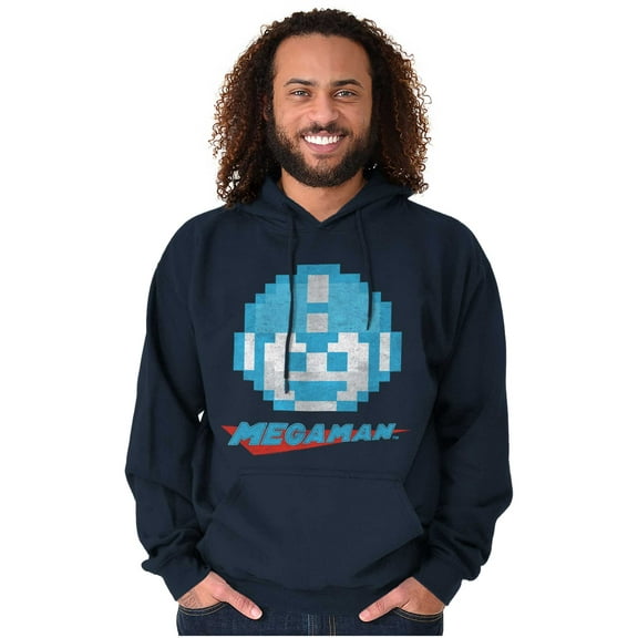 Classic Video Game Pixelated Mega Man Unisex Plus Size Hoodie Brisco Brands 2X