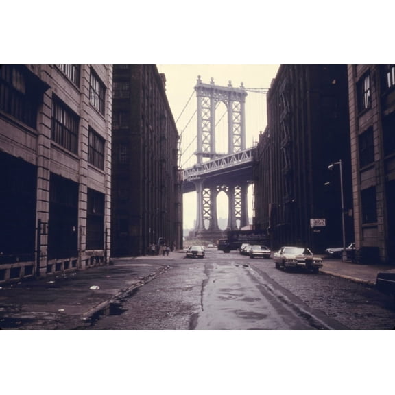 Classic View Of The Manhattan Bridge Tower In Brooklyn. June 1974. History (24 x 18)