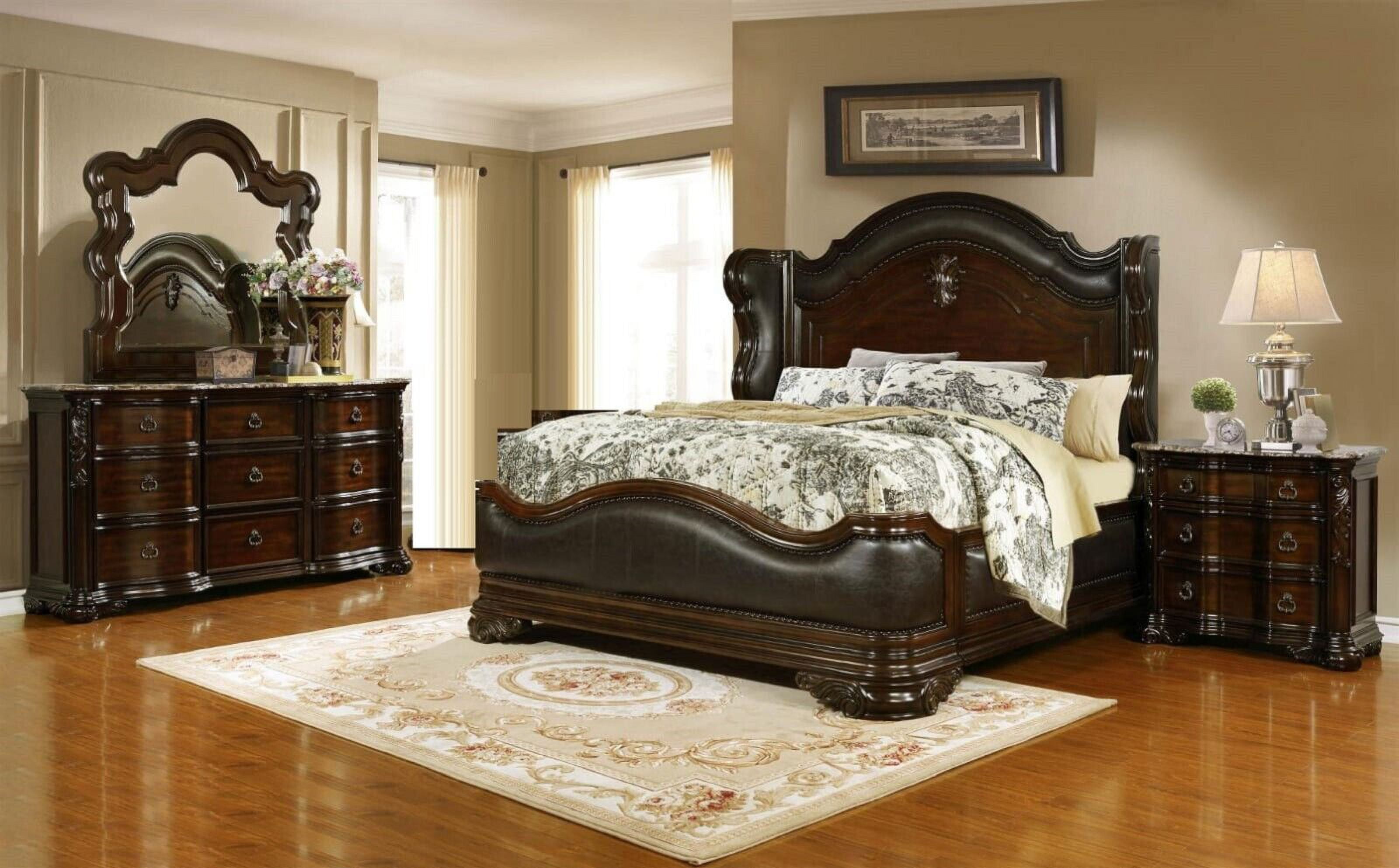 Classic Vintage 5pc Master Bedroom Luxury Set Queen Size Bed Solid Wood  Wooden Furniture, image size:3200x1986