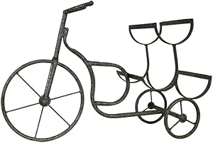 Vintage Black Metal Bicycle Wine Rack for 3 Bottles