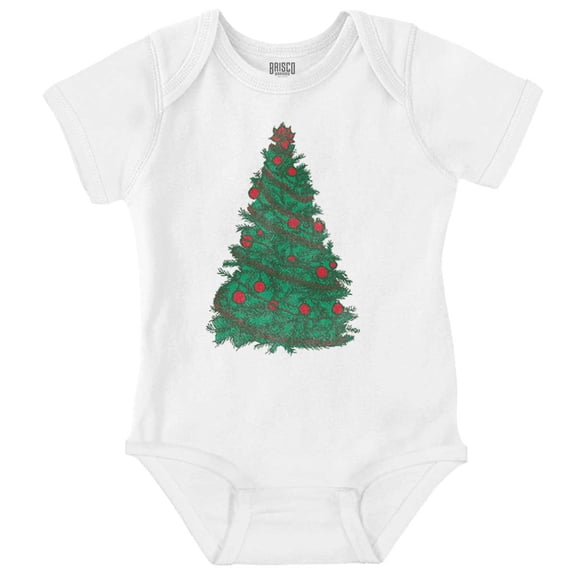 Classic Vintage Christmas Tree Baby Romper Boys or Girls Brisco Brands NB