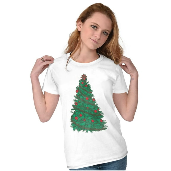 Classic Vintage Christmas Tree Womens Fitted Plus Size Graphic Tee Brisco Brands 2X