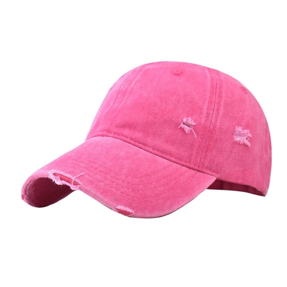 Ticikt Classic Vintage Distressed Baseball Cap, Washed Cotton, Adjustable Fit,Color:Hot Pink