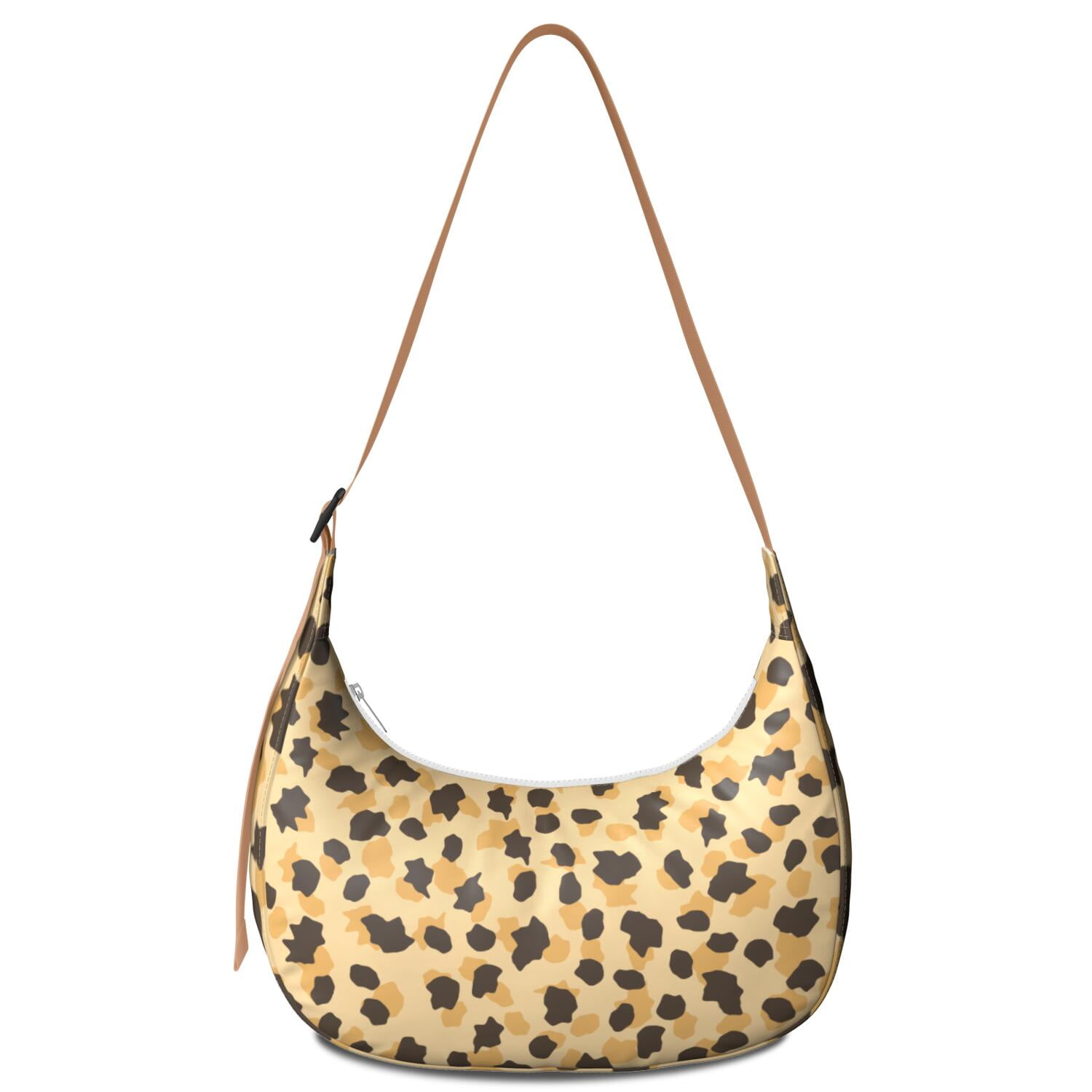 Classic Vintage Leopard Pattern Crossbody Tote for Women, Tropical Cheetah Print Shoulder Bag, Lightweight Water-Resistant Hobo Purse with Abstract Romantic Texture