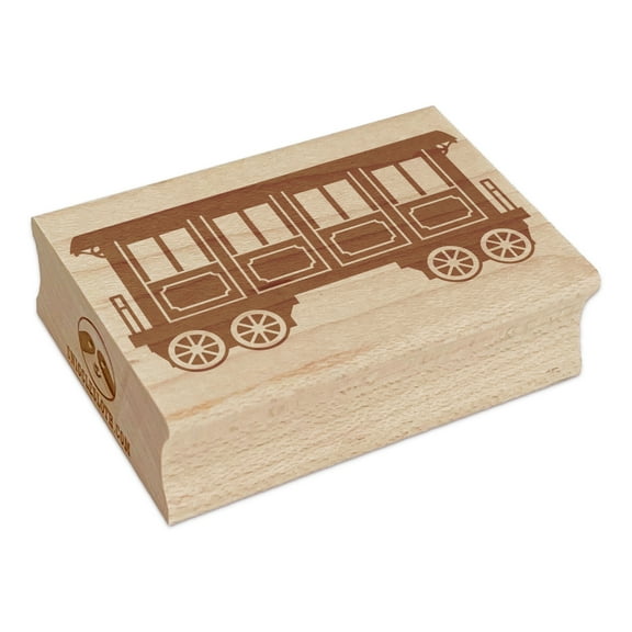 Classic Vintage Locomotive Train Passenger Car Rectangle Rubber Stamp Stamping Scrapbooking Crafting - Small 1.7in