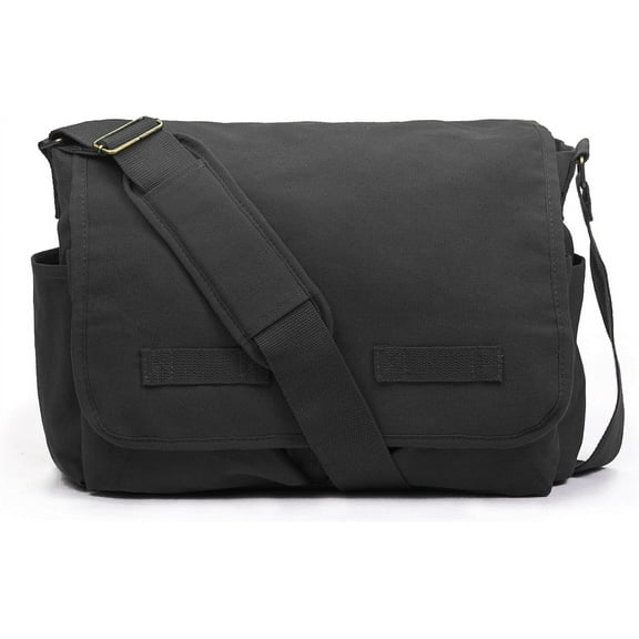 Classic Vintage Messenger Bag - Original Heavyweight Cotton Canvas Shoulder Bag with Upgraded Features