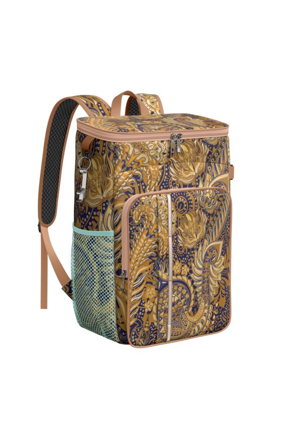 Classic Vintage Paisley Pattern Insulated Backpack Cooler - Leakproof 20L Capacity, Keeps Food & Drinks Cold for 20 Hours