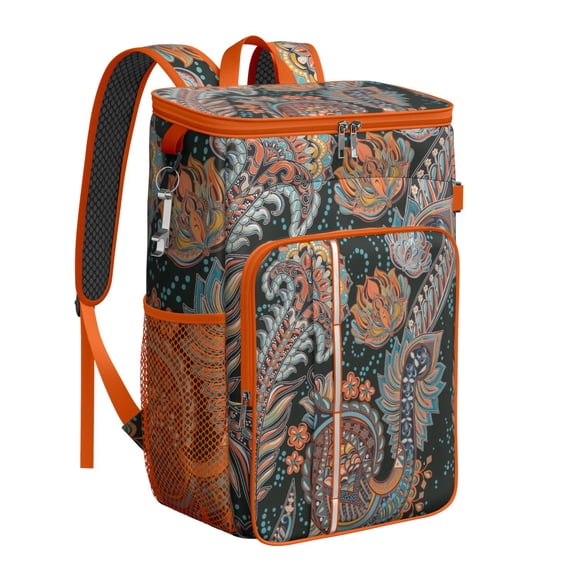 Classic Vintage Paisley Pattern Insulated Backpack Cooler - Leakproof 20L Capacity, Keeps Food & Drinks Cold for 20 Hours