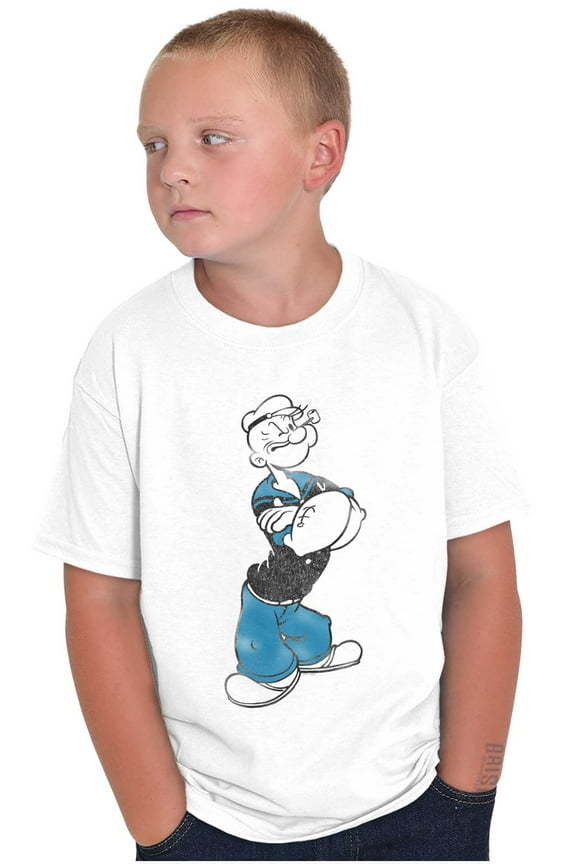 Classic Vintage Popeye the Sailor Man Crewneck T Shirts Boy Girl Teen Brisco Brands S