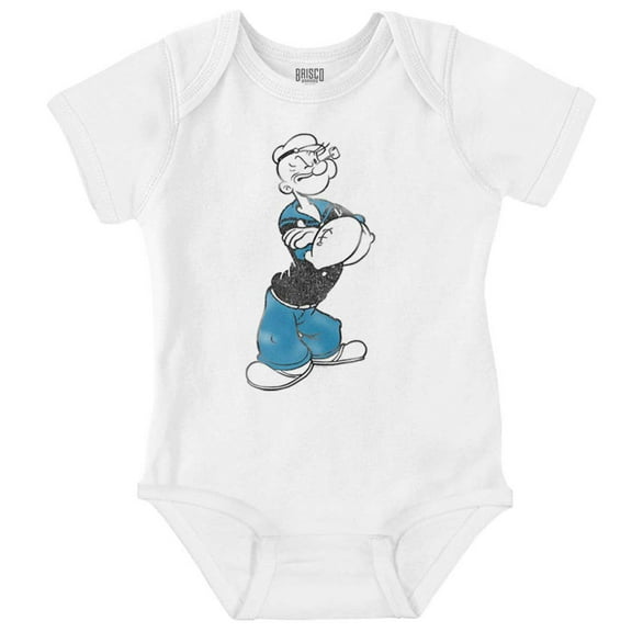 Classic Vintage Popeye the Sailor Man Romper Boys or Girls Infant Baby Brisco Brands NB