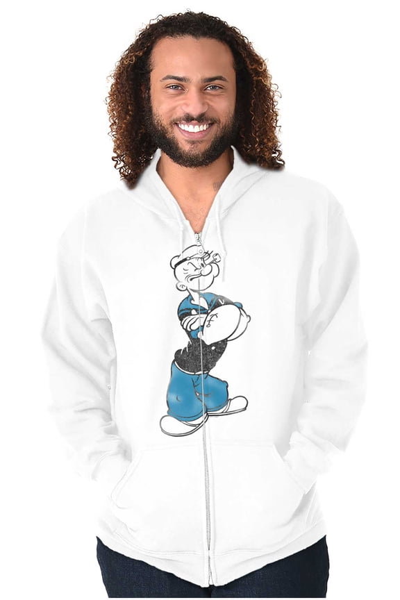Classic Vintage Popeye the Sailor Man Unisex Plus Size Zip Hoodie Brisco Brands 5X