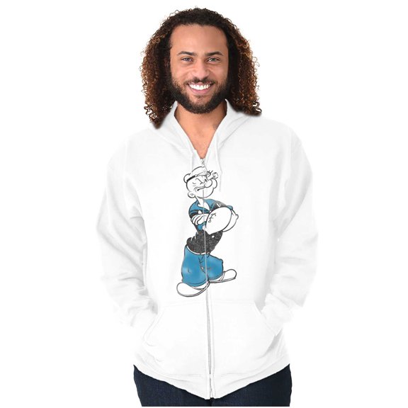 Classic Vintage Popeye the Sailor Man Zip Up Hoodie Men's Women's Brisco Brands S