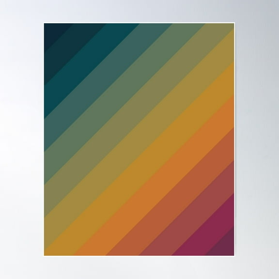 Classic Vintage Retro 70S Stripes Rainbow Poster Wall Art, Modern Wall Decor For Living Room Bedroom, 8x12 UNFRAMED