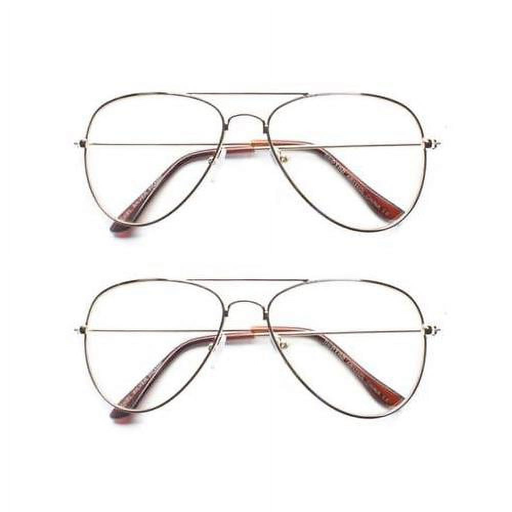 Classic Vintage Retro Aviator Clear Lens Gold Metal Frame Eyeglasses