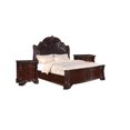 thumbnail image 1 of Classic Vintage Style 3Pc King Panel Bed Nightstands Set Brown Finish Bedroom Furniture Wooden Faux Leather, 1 of 7